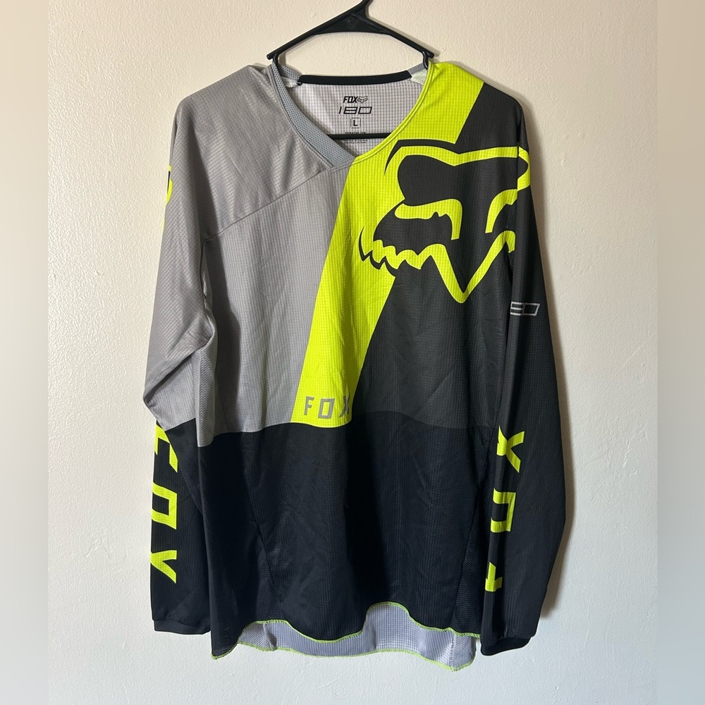 Fox Black and Neon Yellow Sports Jersey
